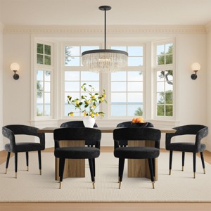 Modern Upholstered Dining Chairs Set of 6, Cushioned Seat with Armrest, Metal Legs, Dining Room and Kitchen Chairs - Panipeachy - 1 of 4