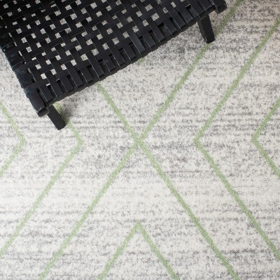 Grey and Green Geometric 9' x 12' Reversible Area Rug