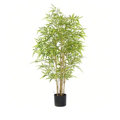 4FT Artificial Bamboo Tree For Home Decor  Bamboo Tree Artificial With Real Trunk And Lifelike Leaves  Fake Bamboo Tree Faux Bamboo Plants In Pot For
