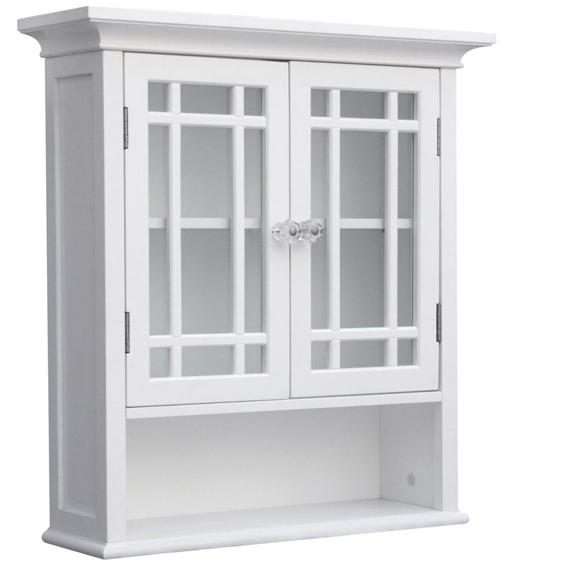 Teamson Home Neal Removable Wooden Wall Cabinet with 2 Glass Doors, White, 1 of 10