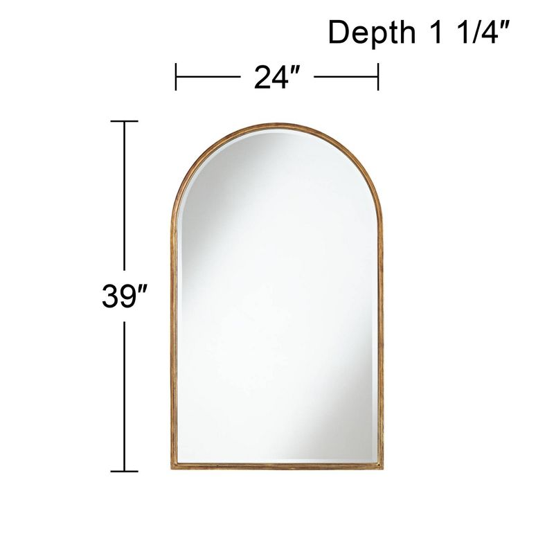 Uttermost Clara Arch Top Vanity Decorative Wall Mirror Modern Beveled Distressing Gold Metal Frame 24" Wide for Bathroom Bedroom Living Room Entryway, 5 of 7