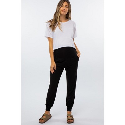 PinkBlush Black Maternity Band Jogger Pants