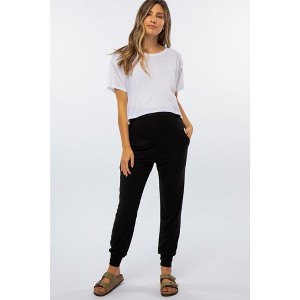 PinkBlush Black Maternity Band Jogger Pants - 1 of 4