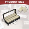 Unique Bargains PU Leather Glass Cover Wooden Watch Storage Box - 2 of 4