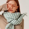 Anna-Kaci Women's Houndstooth Scarf with Soft Cozy Fabric Classic Black and White Check and Fringe Trim - 2 of 4