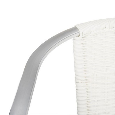 Chic White Transitional Wicker and Aluminum Arm Chair (Set of 2)
