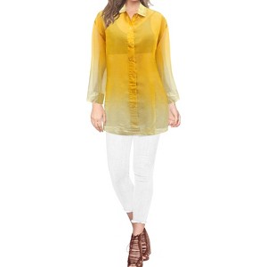 LA LEELA Women's Summer Casual Blouses Shirt Blouse Short Sleeve Button Up Dress Tops Tee Shirts Hawaiian Dresses for Women XL Sunflower, Gradient - 1 of 4