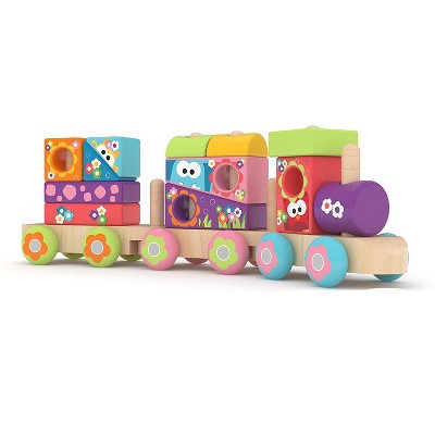 J'adore Wooden Animal Print Stacking Train