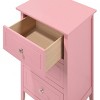 GlasFlength Nightstands Modern Three Drawer Bedside Table with Metal Handles Elegant Design for Bedroom Storage, Pink, 19"*15"*25" - 4 of 4