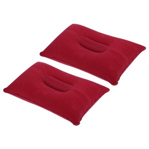 Unique Bargains Neck Support for Hiking Travel Flocked Inflatable Camping Pillows 2 Pcs 13.6" x 8.7" - 1 of 4