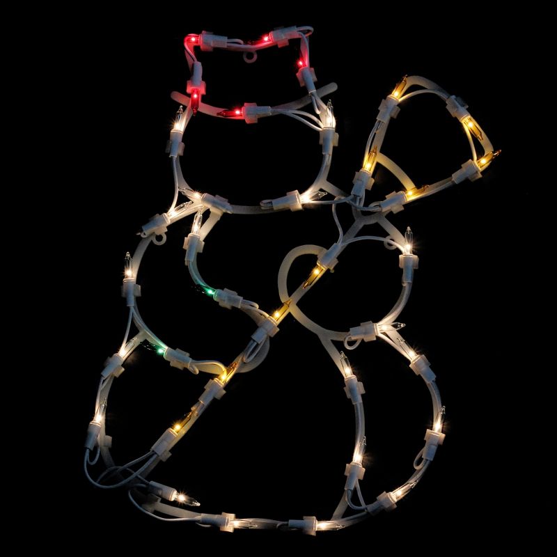 Northlight 15" Red and Yellow Lighted Snowman Christmas Window Silhouette Decoration, 1 of 5