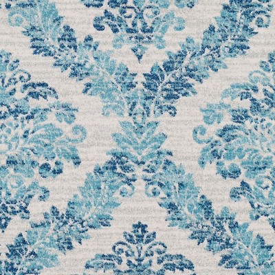 Gray and Teal Tufted Trellis Synthetic Area Rug 3'11" x 5'7"