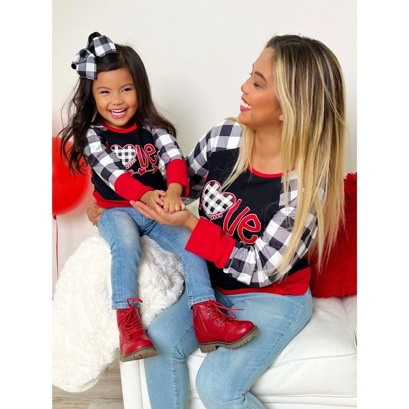 Girls Mommy And Me Cupid's Love Plaid Raglan Tunic - Mia Belle Girls, 1 of 5