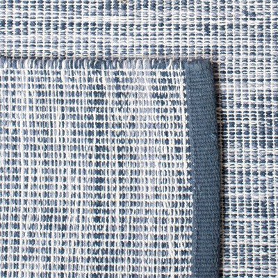 Navy and Blue Handwoven Cotton Flatweave Rug, 4' x 6'