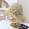 Anna-Kaci Women's Hand - Crocheted Straw Sun Hat with Floral Accents - 3 of 4