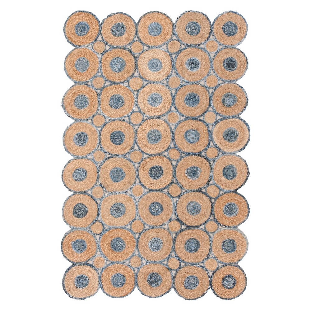 5'x8' Gina Solid Woven Accent Rug Blue/Natural - Safavieh