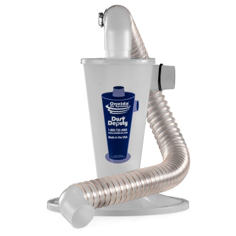 Oneida Air Systems Dust Deputy Plus Cyclone Separator for Wet/Dry Shop Vacuums with 3 Foot Connection Hose, Clear, 1 of 7