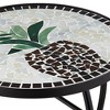 Teal Island Designs Modern Black Round Outdoor Accent Side Tables 14" Wide Set of 2 Beige Mosaic Tabletop for Front Porch Patio Home House - 3 of 4