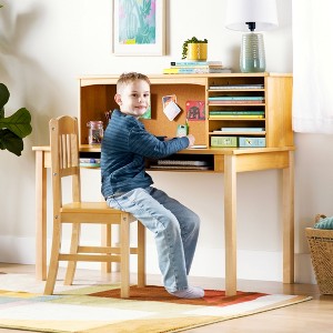 Guidecraft Kids Media Desk and Chair Set: Kids Desk and Chair, Girls Study Desk with Hutch and Storage Shelf, Wood Bedroom Furniture Set - 1 of 4