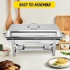 GustoWave 24'' Chafing Dishes for Buffet 2 or 4 Packs, 8 QT Stainless Steel Chafer, Rectangle Servers and Warmers Set with Folding Frame - 4 of 4