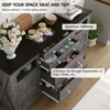 Sideboard Buffet Table with Drawers, Barn Doors & Adjustable Shelf, Coffee Bar Cabinet, Dark Grey - 3 of 4