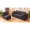 Oversized 3-Seater Chenille Fabric Sofa Couch with Double Plush Cushion, Ergonomic Design, Detachable Lumbar Pillows, and Modern Aesthetic - 2 of 4