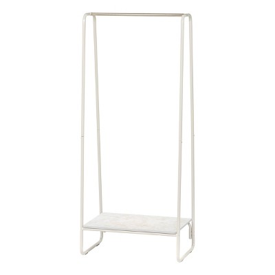 Honey-Can-Do Freestanding Closet With Clothes Rack and Shelves, Matte White