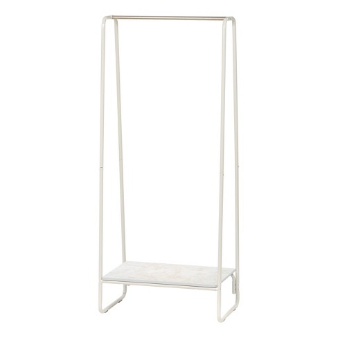 Iris metal garment rack with wood shelves hot sale