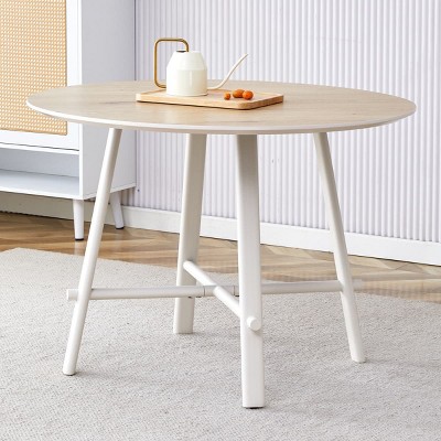 42 Inch Round Dining Table with Metal Legs Minimalist Kitchen Table or Breakfast Table for Dining Room, Small Spaces, or Meeting AreaThe Pop Home