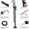 Floor Mount Bathtub Faucet Freestanding Tub Filler Standing High Flow Shower Faucets with Handheld Shower Mixer Taps Swivel Spout - 4 of 4