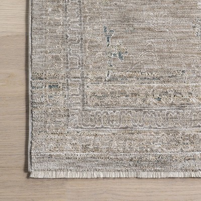 Handmade Beige Medallion Synthetic Indoor Runner Rug