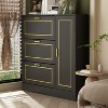 Hitow Black Tipping Shoe Cabinet 3-Drawer Gold Accessory Extra Storage Space - 2 of 4