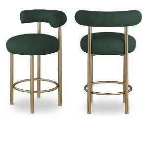 Meridian Furniture,Bordeaux Green Boucle Fabric Stool, Set of 2 - 1 of 4