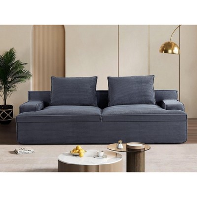 NicBex Couches for Living Room Oversized 4 Seater Couch Corduroy Fabric Upholstered Sofa Wide Armrests Compressed Sofa in a Box, No Assembly