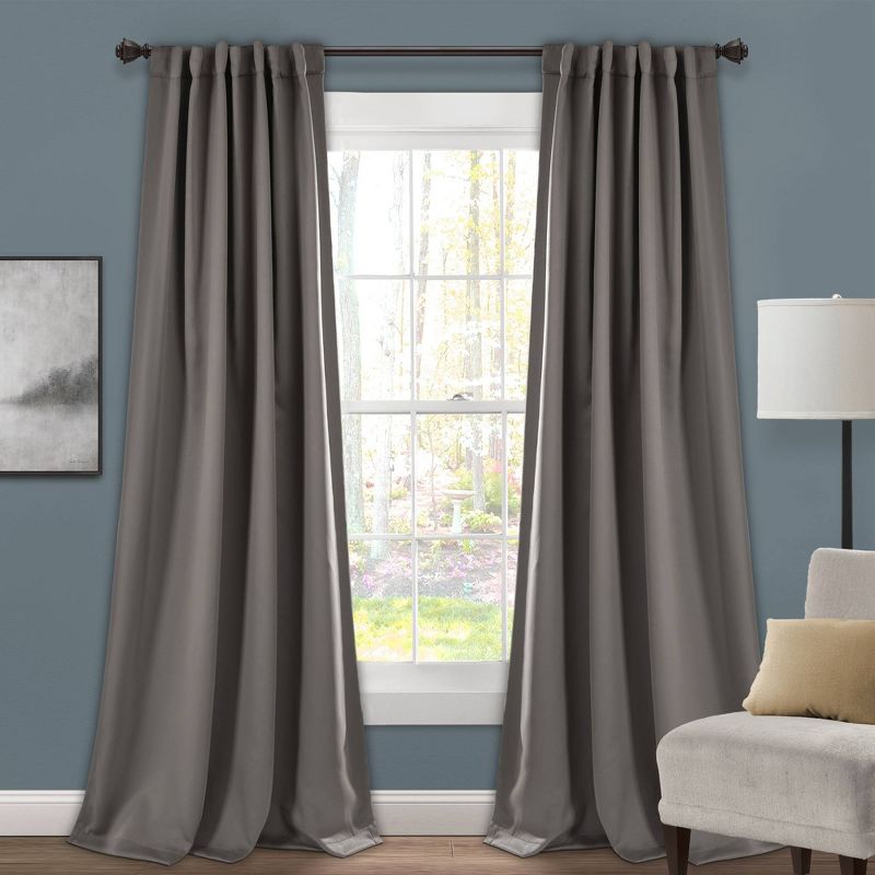 Insulated Back Tab Blackout Window Curtain Panels Set - Lush Décor, 1 of 9