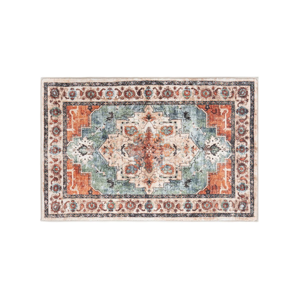 World Rug Gallery Transitional Medallion Washable Non Slip Area Rug: Stain & Fade-Resistant, Low Pile, Pet Friendly