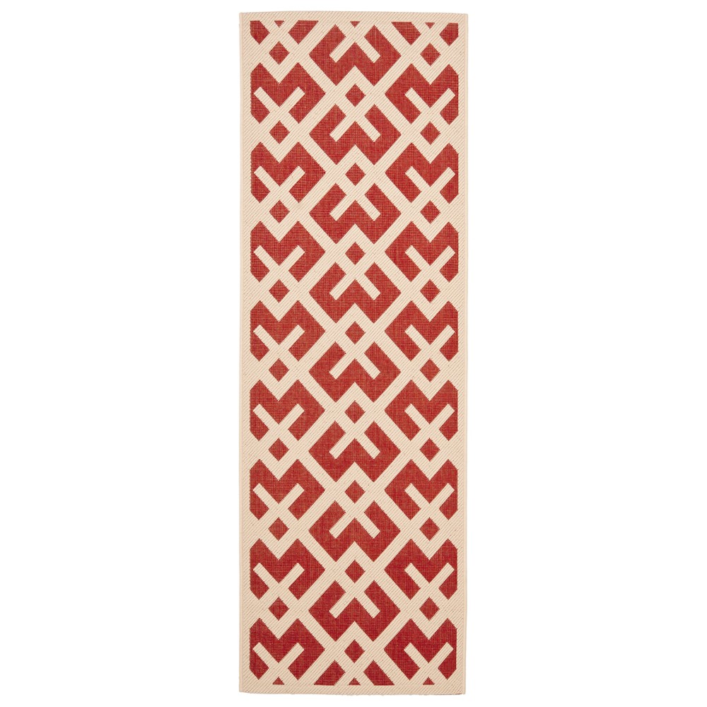 2'3inX10' Runner Kassel Patio Rug Red/Bone - Safavieh