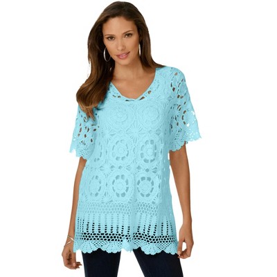 Roaman's Women's Plus Size French Crochet Sweater