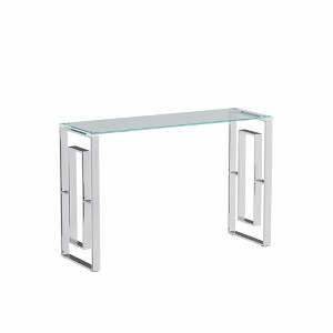 Lirago 15.7"D * 47.2"W * 30.3"H Stainless Steel Glass Console Table with silver Accents-Minimalist Design for Living Room & Dining Area - 1 of 4