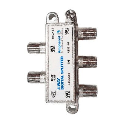 Répartiteur Numérique MoCA 2.0 Amphenol ABS314H - 4 Voies - 1125-1675 MHz - Pour Réseau Coaxial Domestique