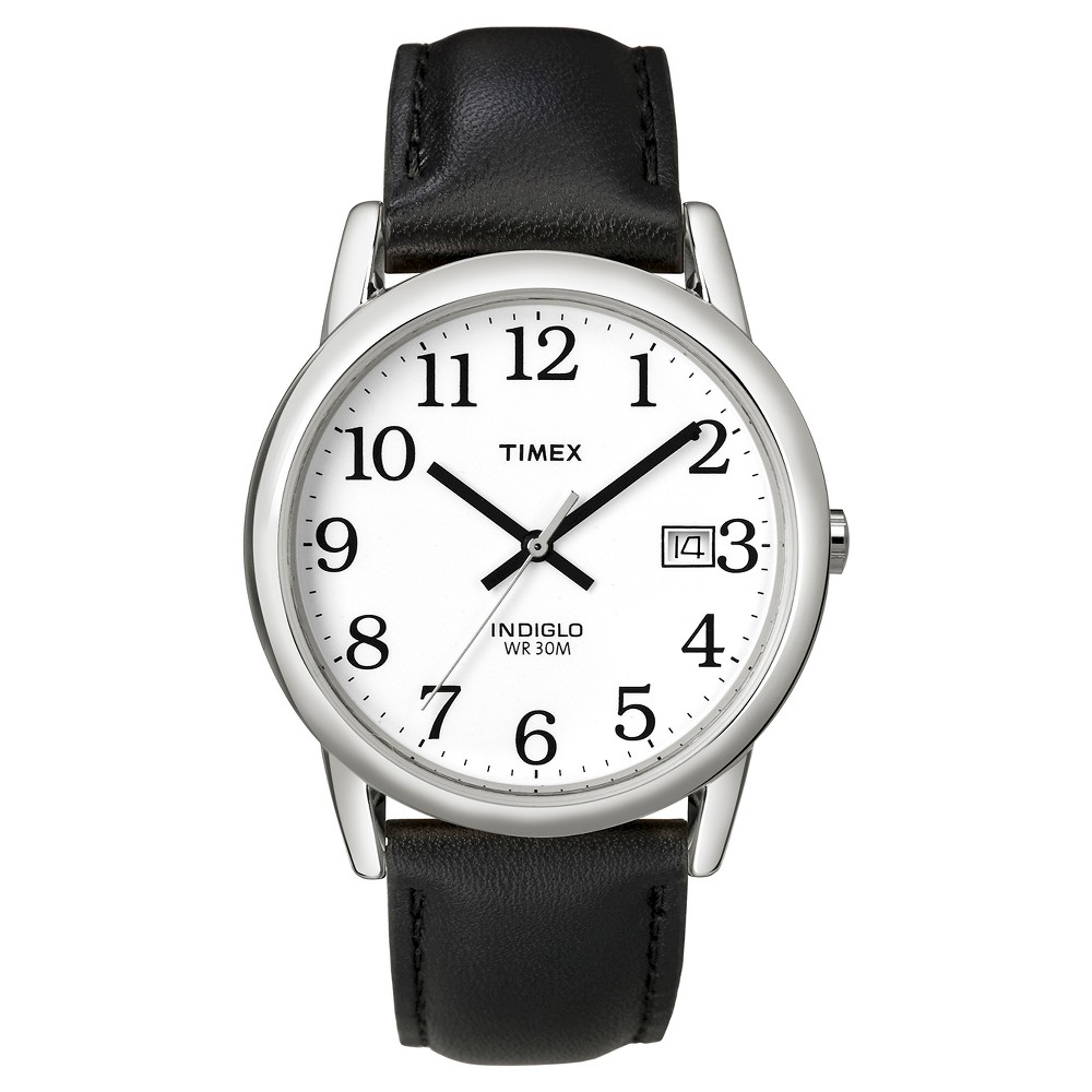 Photos - Wrist Watch Timex Men's  Easy Reader Watch with Leather Strap - Silver/Black T2H281JT 