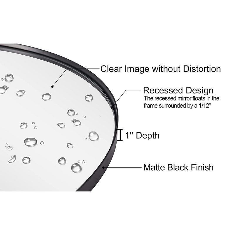 ANDY STAR Modern Decorative 20 x 33 Inch Oval Pill Wall Mounted Hanging Bathroom Vanity Mirror with Stainless Steel Metal Frame, Matte Black, 3 of 7