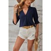 Womens Tops, Summer Casual Short Sleeve V Neck Solid Flowy Top Loose Tunic Blouses Shirts - 4 of 4
