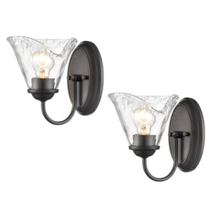 Claxy Rustic Finish Wall Sconce Vintage Vanity Light with Clear Glass Shade Set of 2 - 1 of 4