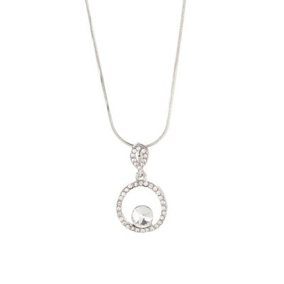 Hollywood Sensation Pave Circle Crystal Pendant Necklace