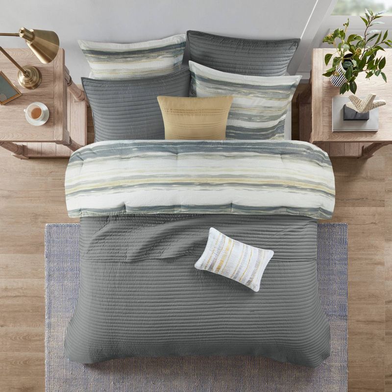 Madison Park 8pc Fairbanks Printed Seersucker Comforter and Coverlet Set Collection, 5 of 17