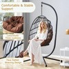 NAYSAYE Patio Swing Heavy Duty Iron Hanging Chair with Wicker Weave and Cushion for Garden and Balcony Relaxation, Black and Brown, 36.61"*78.74"*50" - 2 of 4