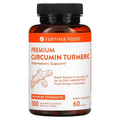 Further Food Premium Curcumin Turmeric, Maximum Strength, 500 mg, 60 Capsules