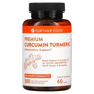 Further Food Premium Curcumin Turmeric, Maximum Strength, 500 mg, 60 Capsules - 1 of 2