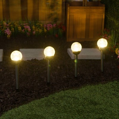 15" Solar Glass Ball Pathway LED Lights Set of 4